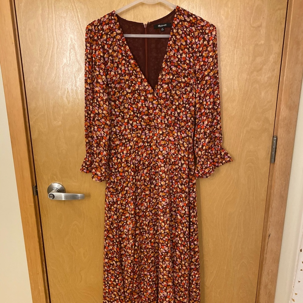 NWOT Madewell Fall Floral Print Faux Wrap Dress 00